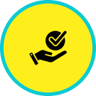 Hand holding checkmark icon in circle.